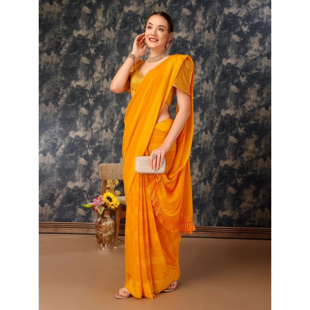 Chiffon Fabric Line Saree With Unstitched Blouse