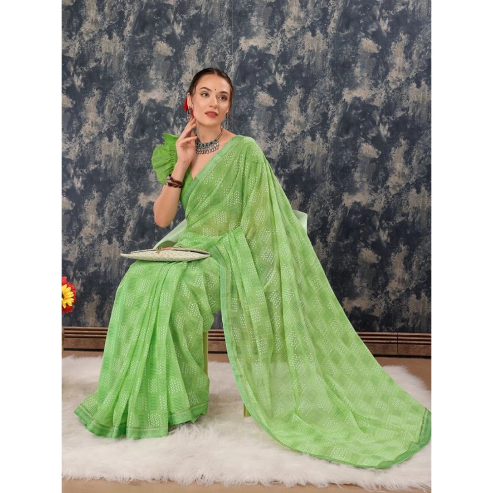 Zomto Cheked Saree With Unstitched Blouse