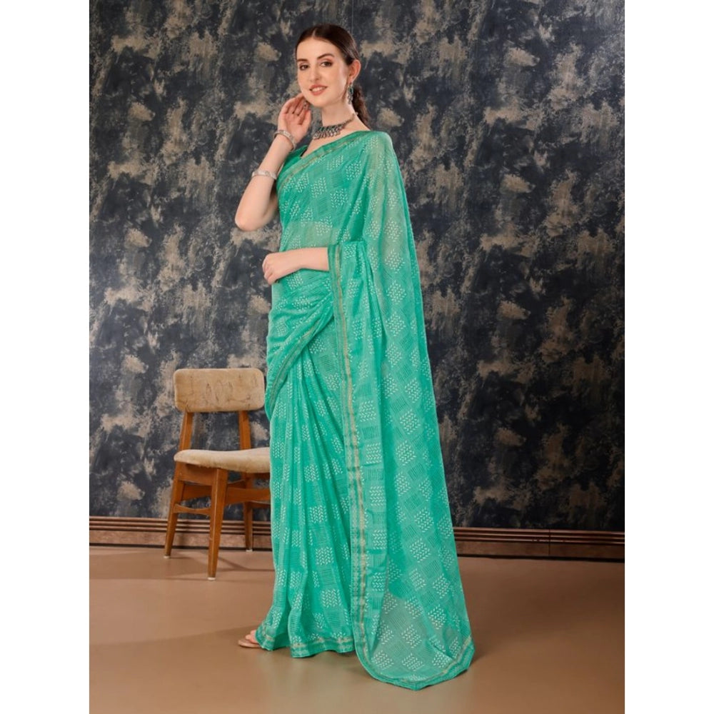 Zomto Cheked Saree With Unstitched Blouse