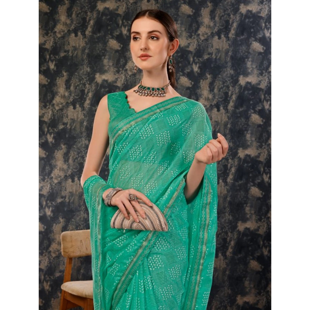 Zomto Cheked Saree With Unstitched Blouse