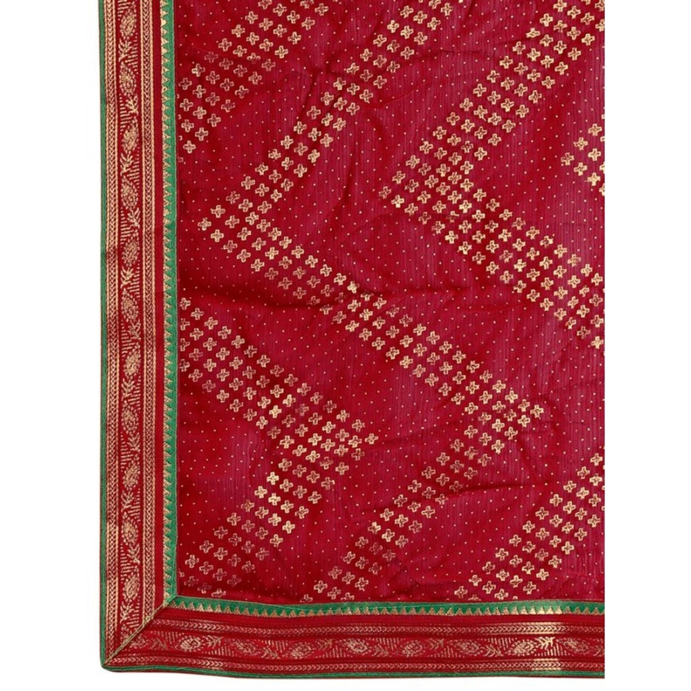 Zomto Zig Zag Saree With Unstitched Blouse