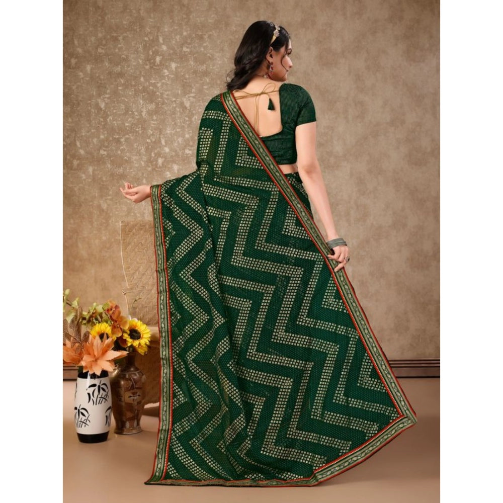 Zomto Zig Zag Saree With Unstitched Blouse