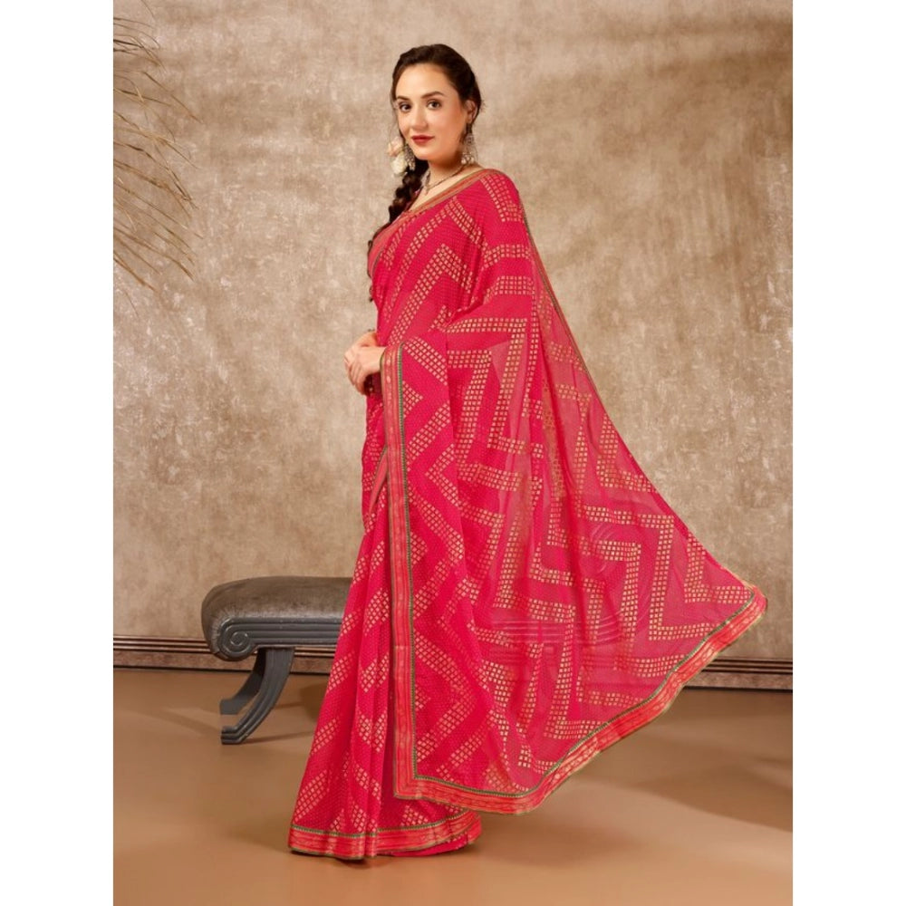 Zomto Zig Zag Saree With Unstitched Blouse