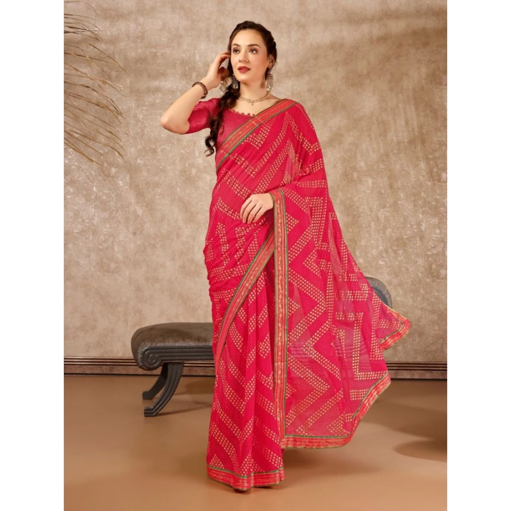 Zomto Zig Zag Saree With Unstitched Blouse