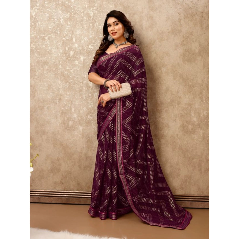 Zomto Zig Zag Saree With Unstitched Blouse