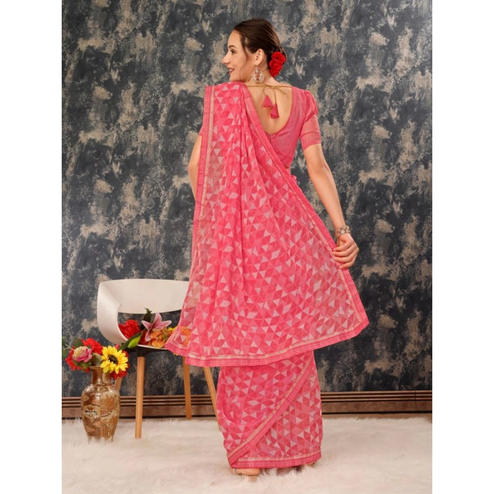 Zomto Printed Saree With Unstitched Blouse