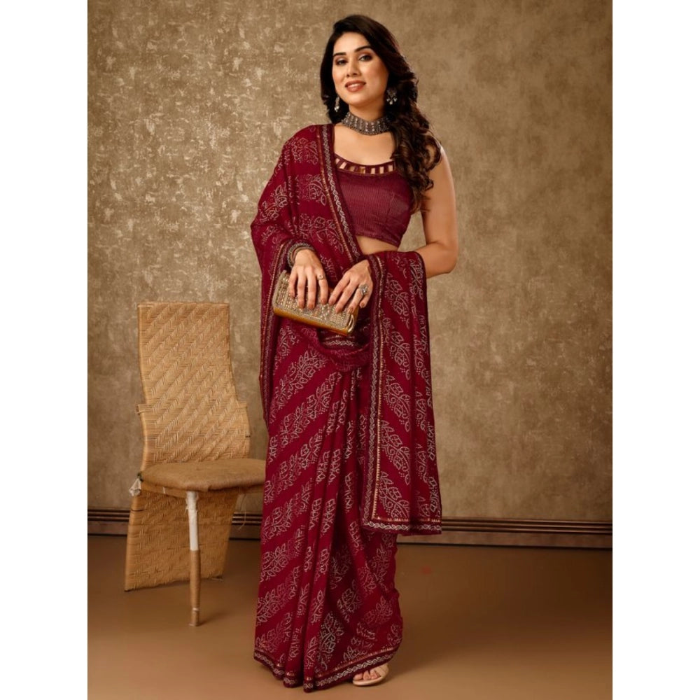 Zomto Bandhani Saree With Unstitched Blouse