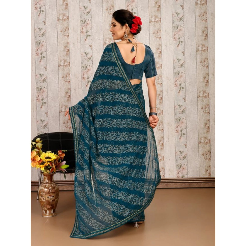 Zomto Bandhani Saree With Unstitched Blouse