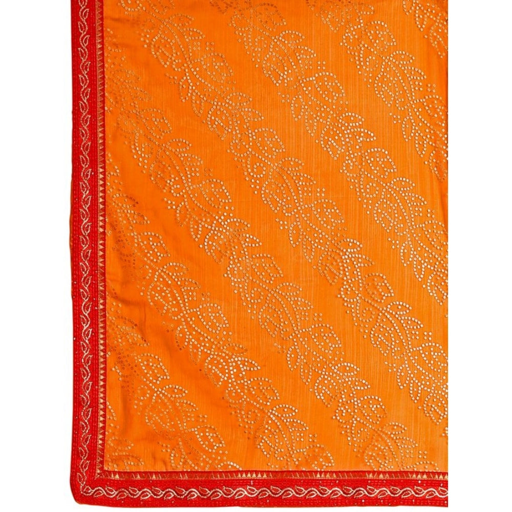 Zomto Bandhani Saree With Unstitched Blouse