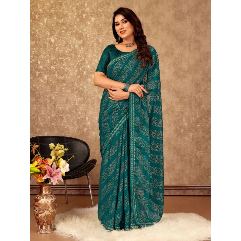 Zomto Bandhani Saree With Unstitched Blouse