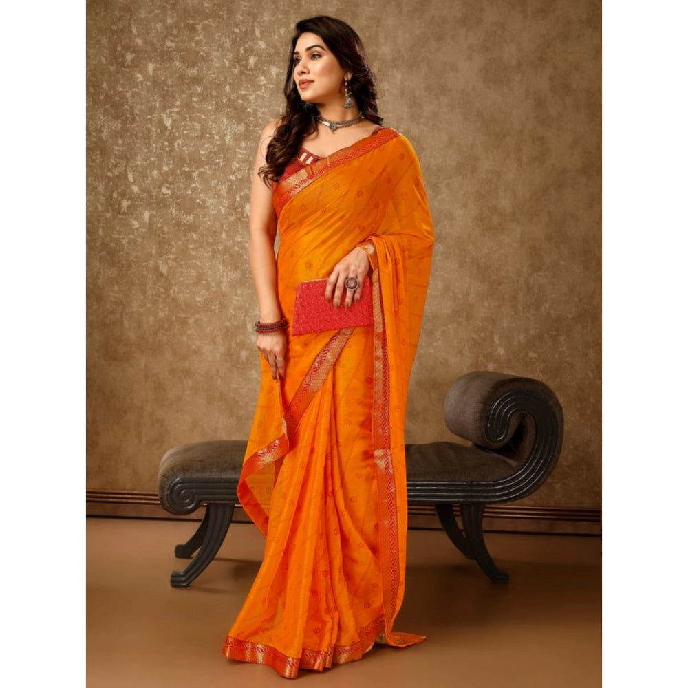 Zomto Bandhani Saree With Unstitched Blouse