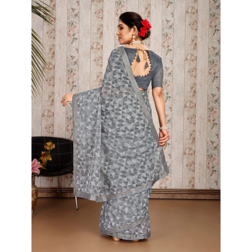 Zomto Printed Saree With Unstitched Blouse