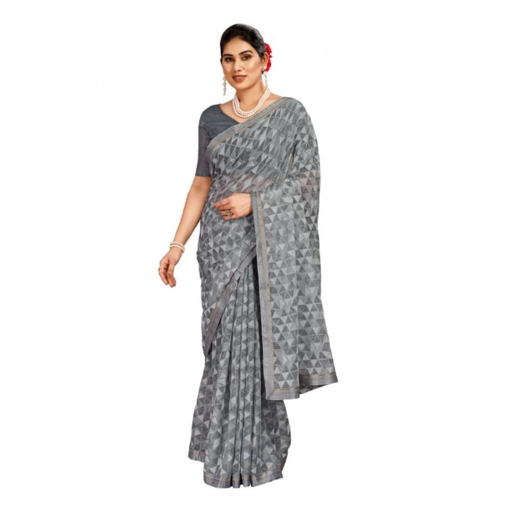 Zomto Printed Saree With Unstitched Blouse