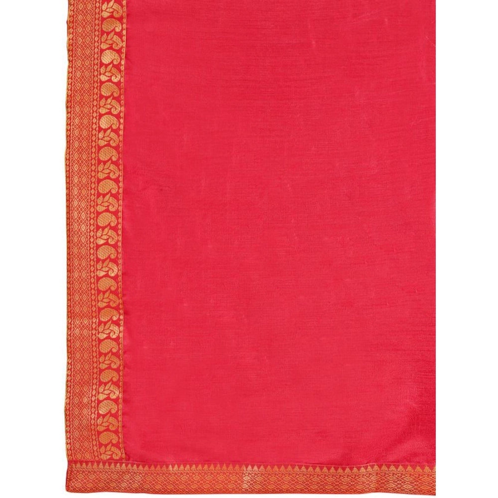 Vichitra Plain Saree With Unstitched Blouse