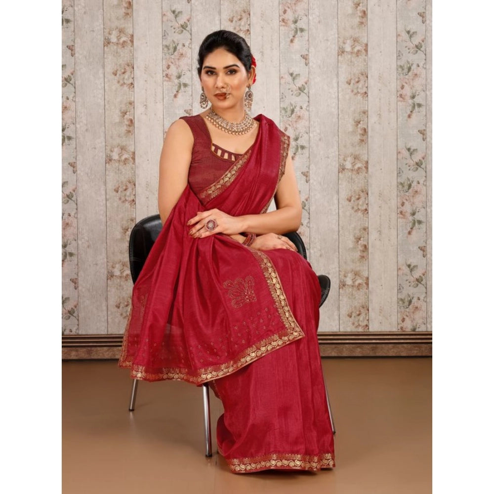 Vichitra Swiroshki Butta Saree With Unstitched Blouse