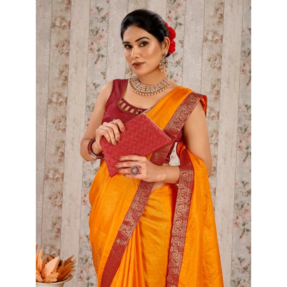 Vichitra Swiroshki Butta Saree With Unstitched Blouse