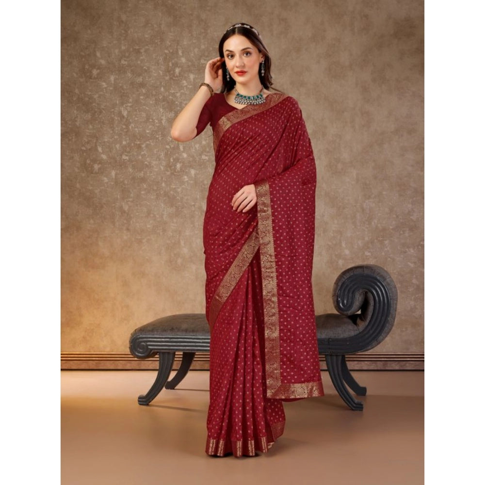 Vichitra Bandhani Saree With Unstitched Blouse