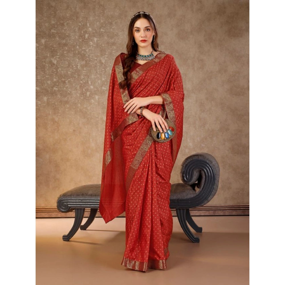 Vichitra Bandhani Saree With Unstitched Blouse