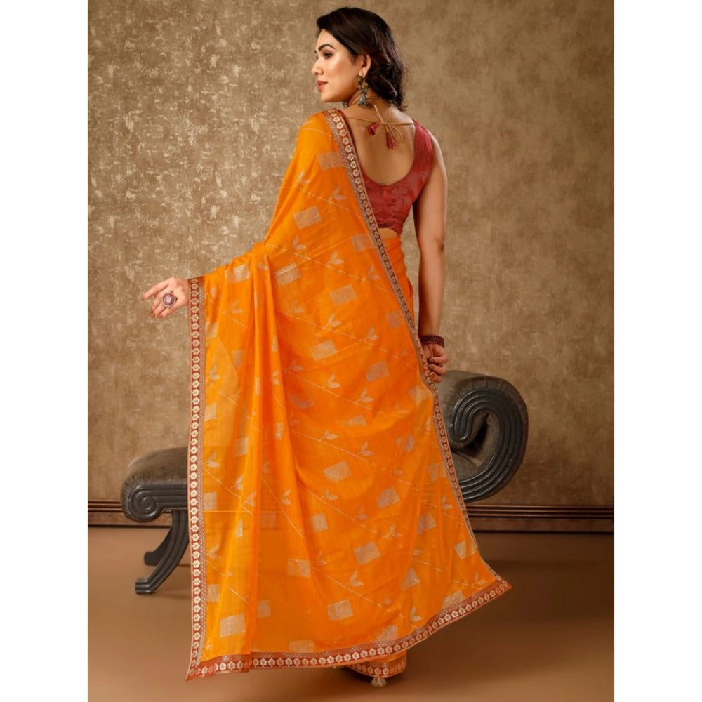 Zomto Patta Chiffon Saree With Unstitched Blouse