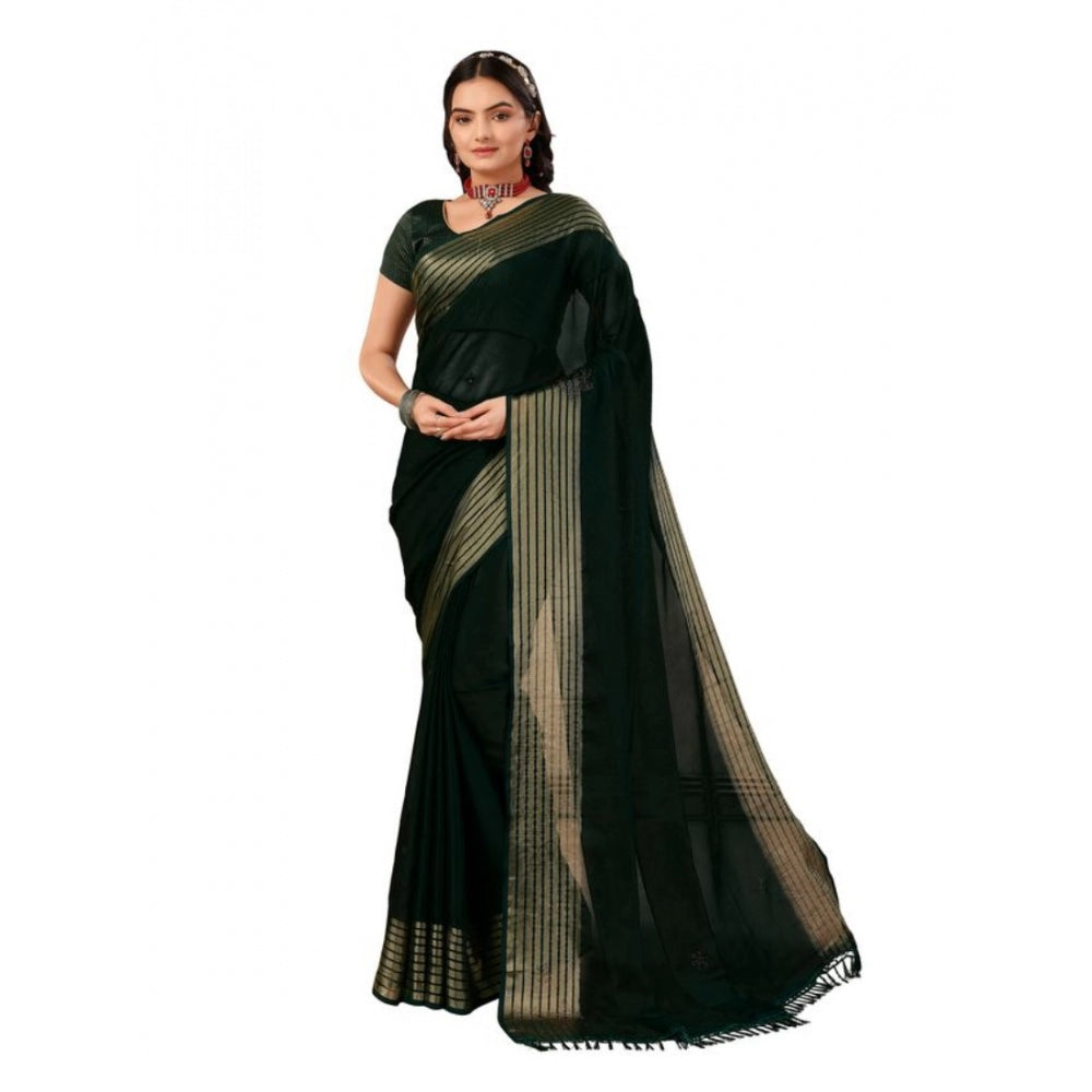 Chiffon Fabric Plain Saree With Unstitched Blouse