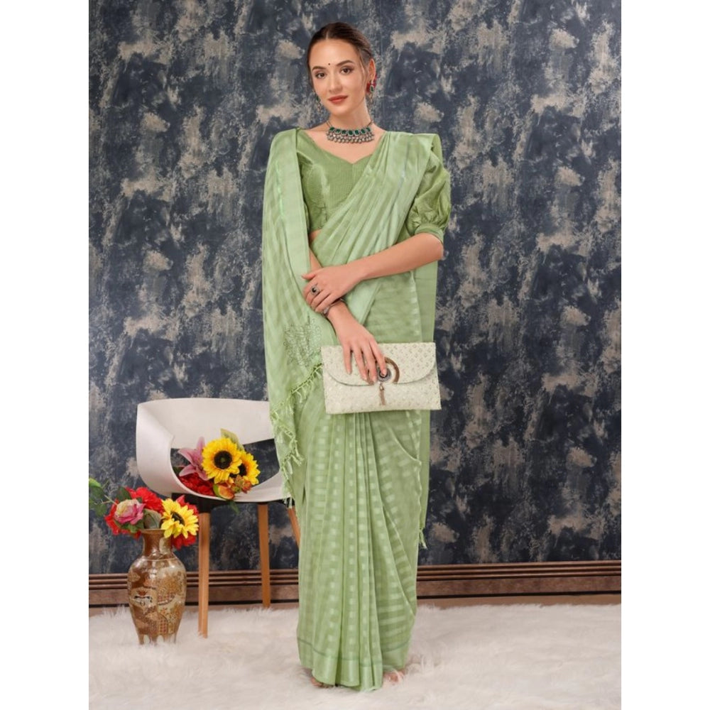 Chiffon Fabric Line Saree With Unstitched Blouse