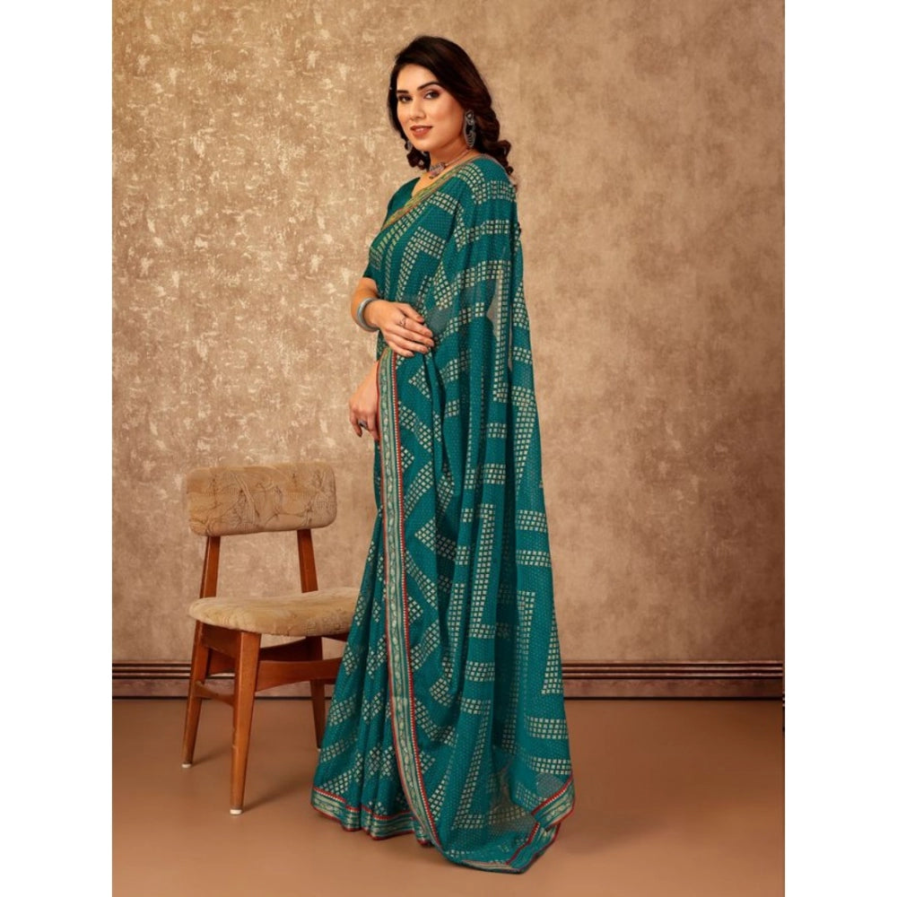 Zomto Zig Zag Saree With Unstitched Blouse