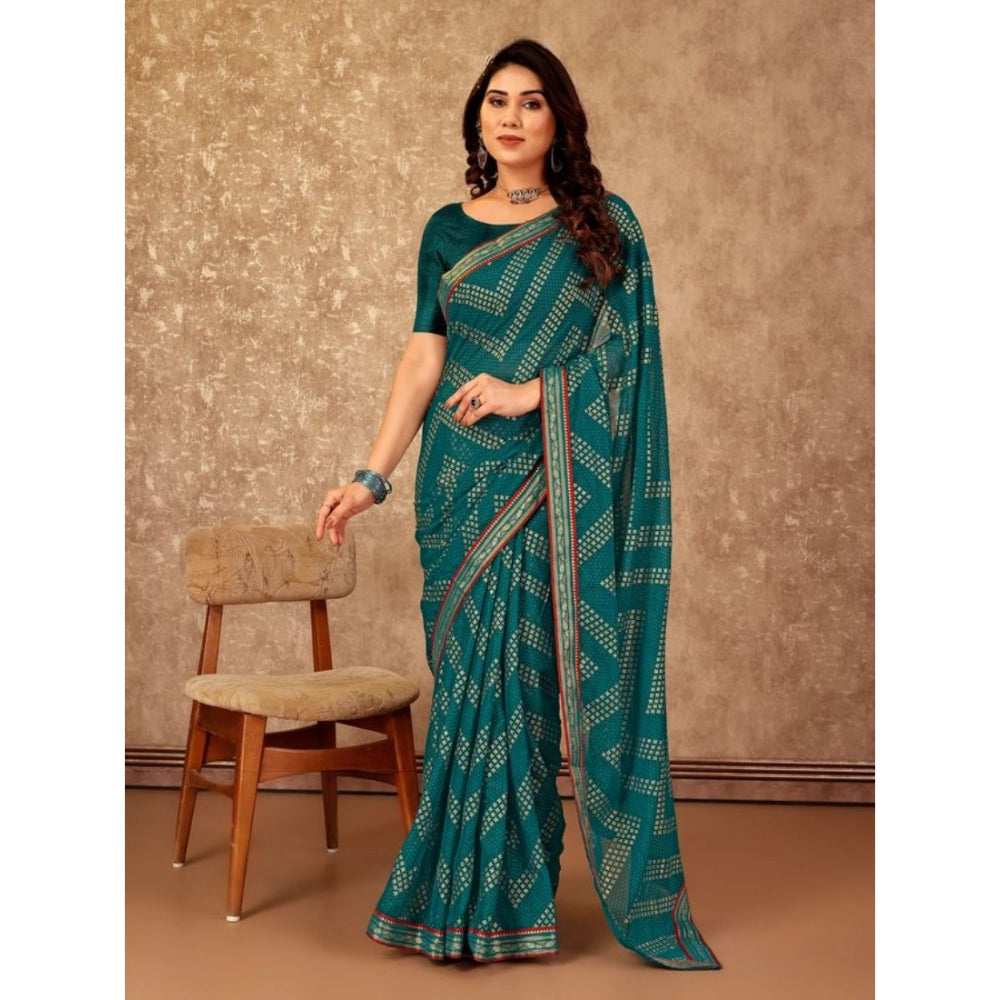 Zomto Zig Zag Saree With Unstitched Blouse