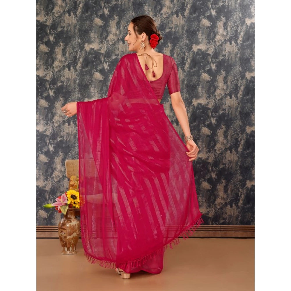 Chiffon Fabric Line Saree With Unstitched Blouse