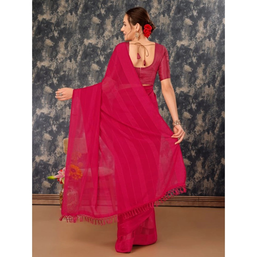 Chiffon Fabric Line Saree With Unstitched Blouse