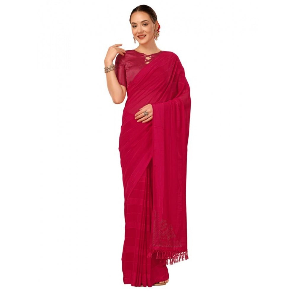 Chiffon Fabric Line Saree With Unstitched Blouse