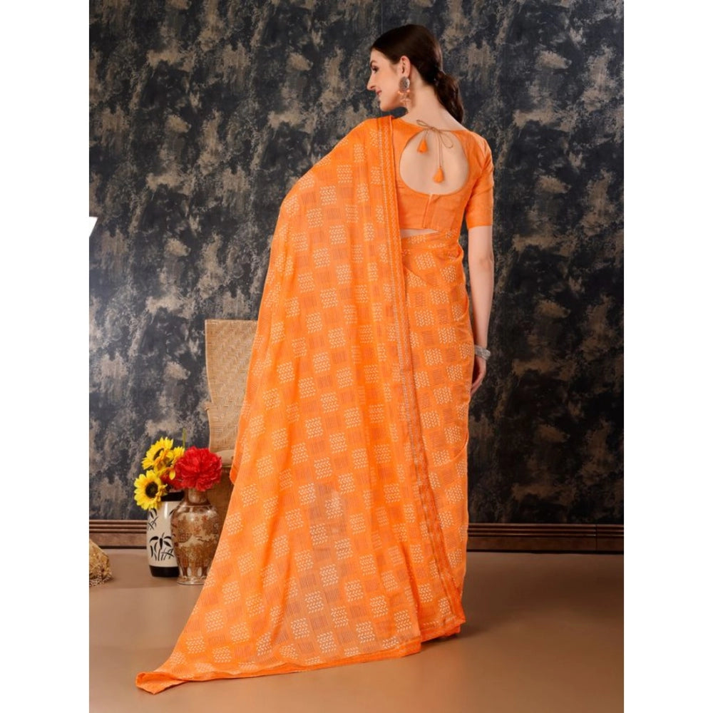 Zomto Cheked Saree With Unstitched Blouse