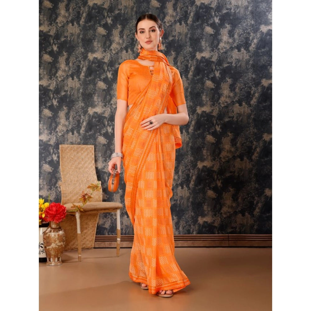 Zomto Cheked Saree With Unstitched Blouse