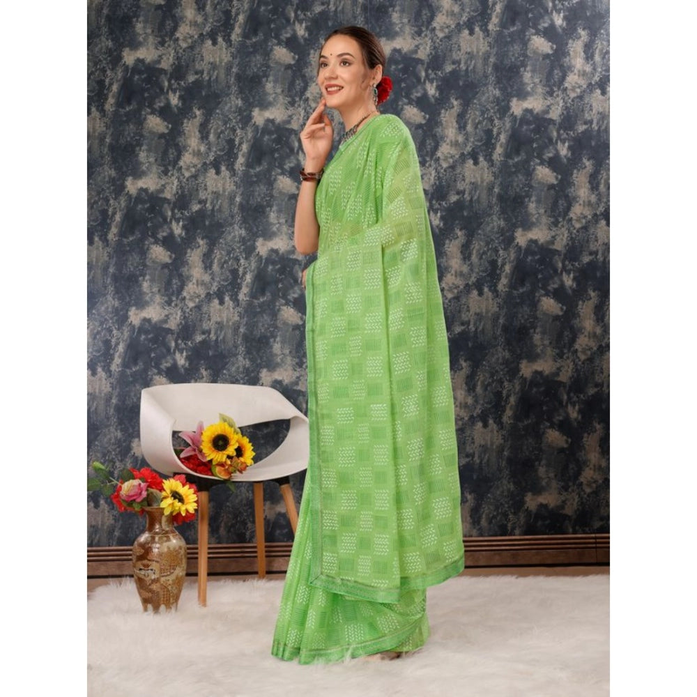 Zomto Cheked Saree With Unstitched Blouse