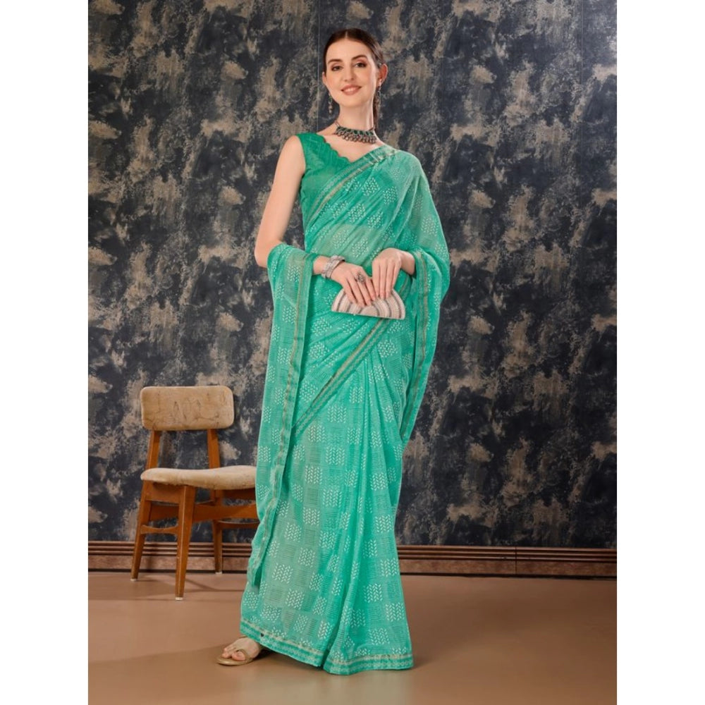 Zomto Cheked Saree With Unstitched Blouse