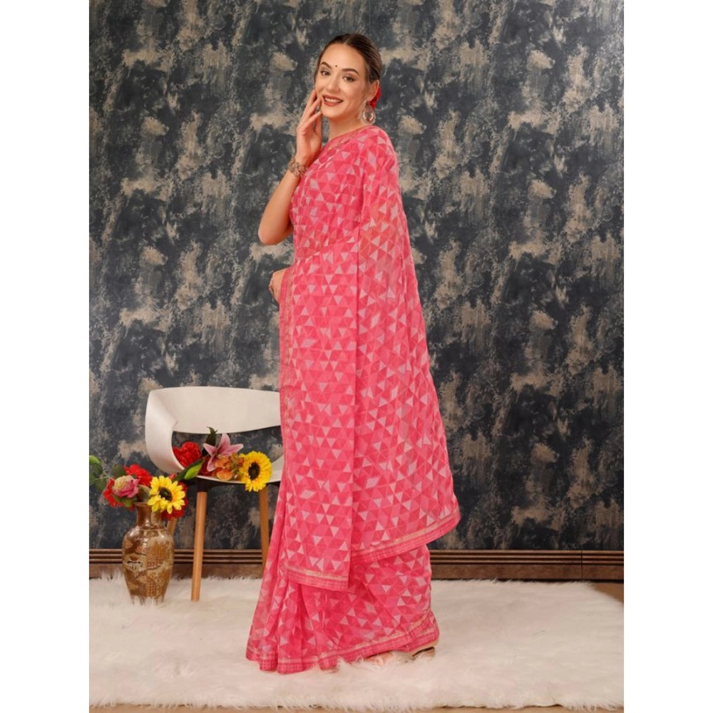 Zomto Printed Saree With Unstitched Blouse