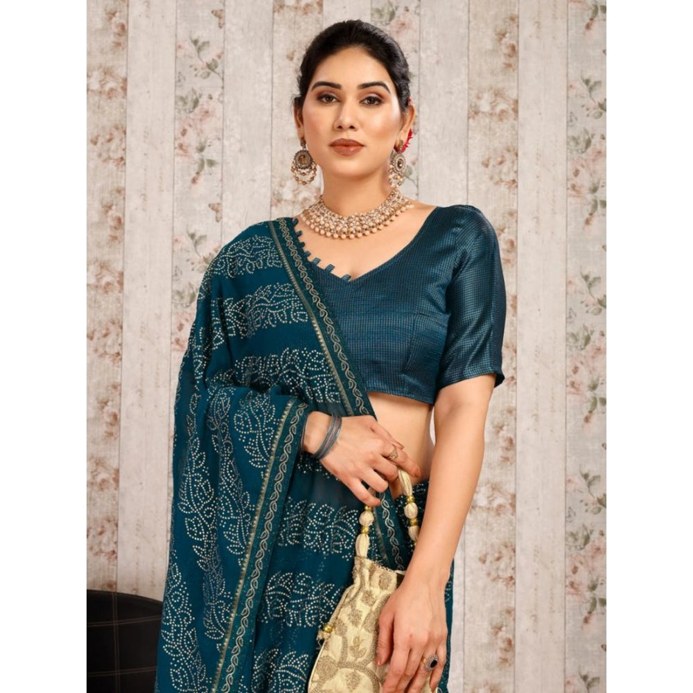 Zomto Bandhani Saree With Unstitched Blouse