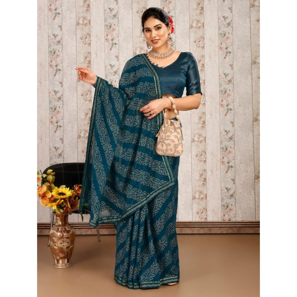 Zomto Bandhani Saree With Unstitched Blouse