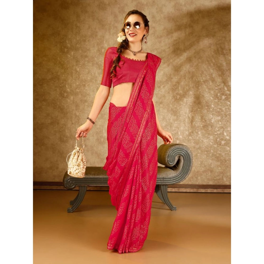 Zomto Bandhani Saree With Unstitched Blouse