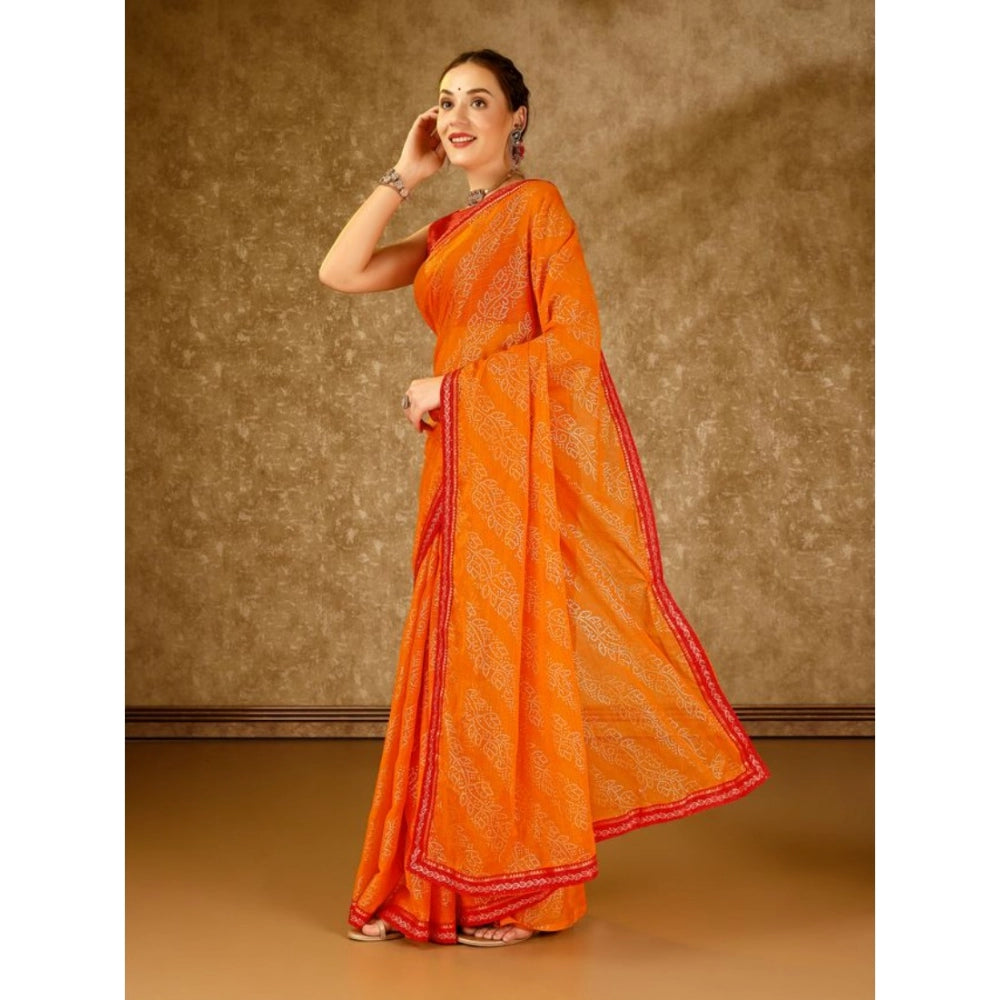 Zomto Bandhani Saree With Unstitched Blouse