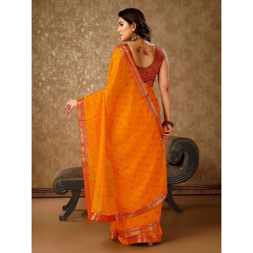 Zomto Bandhani Saree With Unstitched Blouse