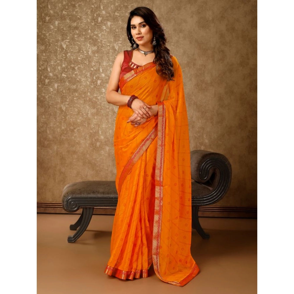 Zomto Bandhani Saree With Unstitched Blouse