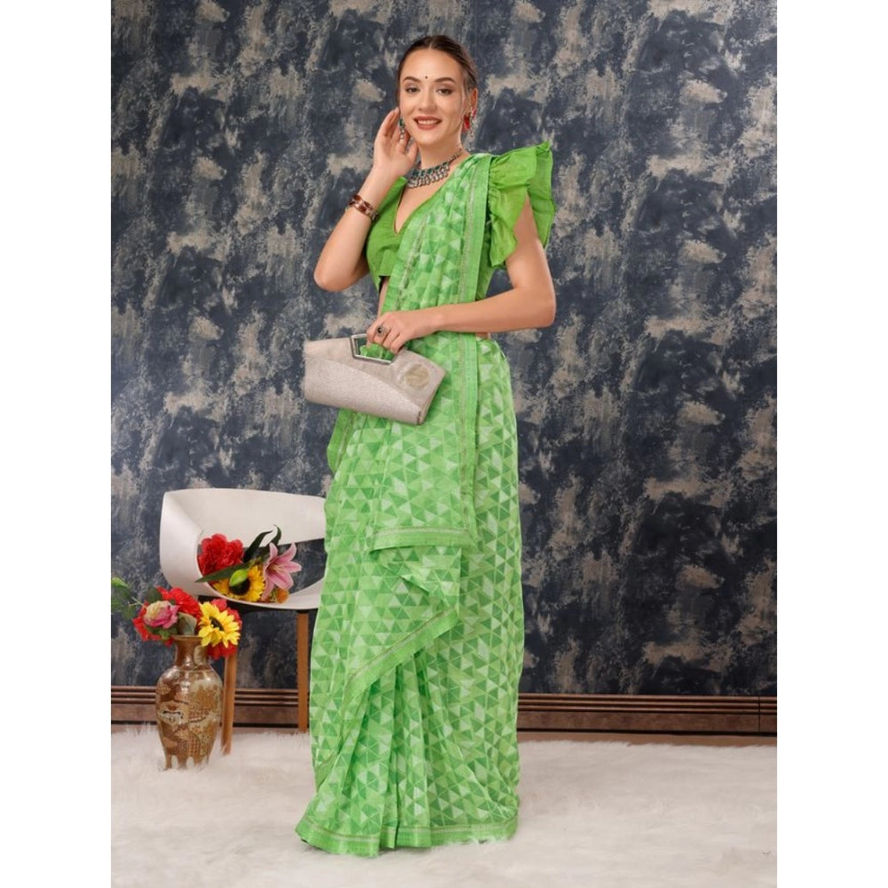 Zomto Printed Saree With Unstitched Blouse