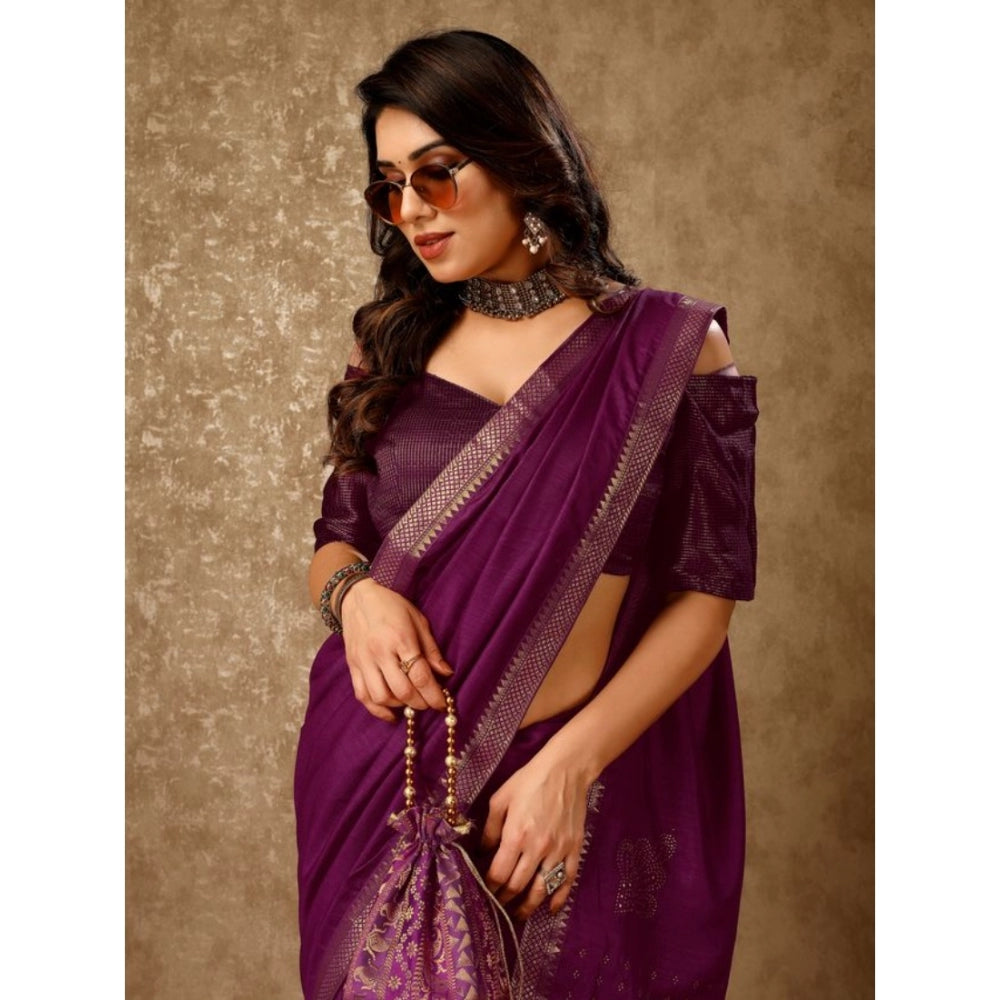 Vichitra Swiroshki Butta Saree With Unstitched Blouse