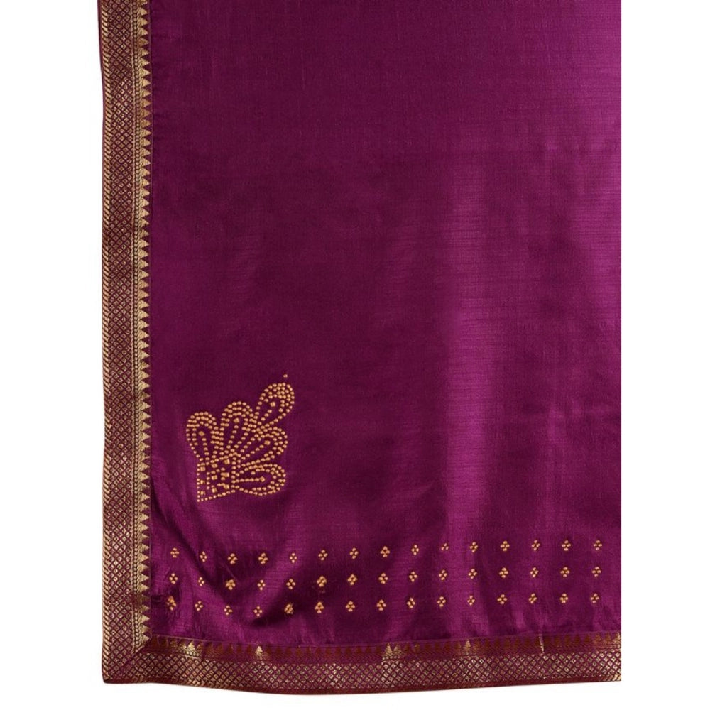 Vichitra Swiroshki Butta Saree With Unstitched Blouse