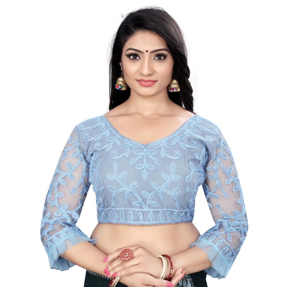  Nylon Net Embroidery Readymade Blouse