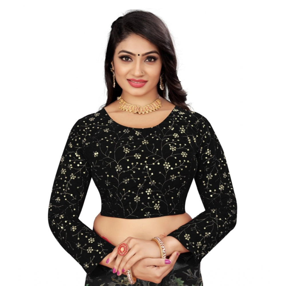  Velvet Embroidery Readymade Blouse