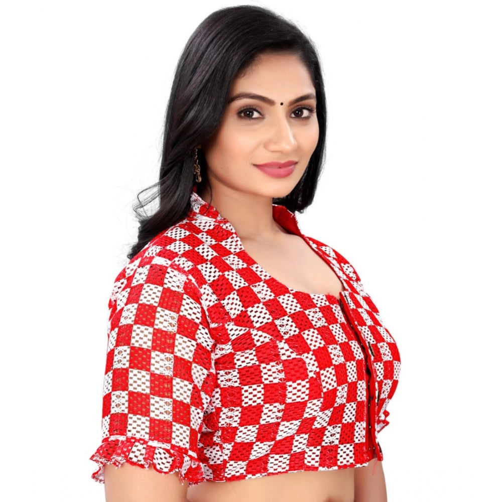  Cotton Blend Checks Readymade Blouse