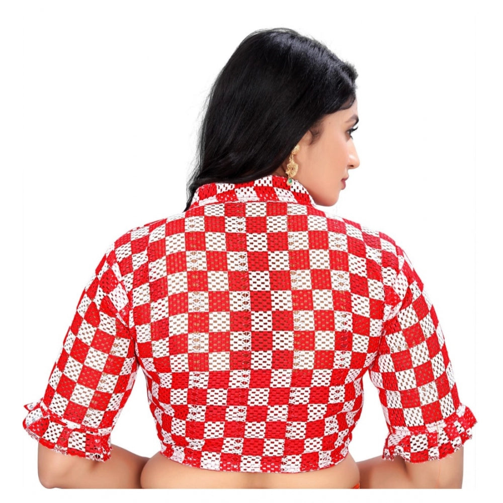  Cotton Blend Checks Readymade Blouse