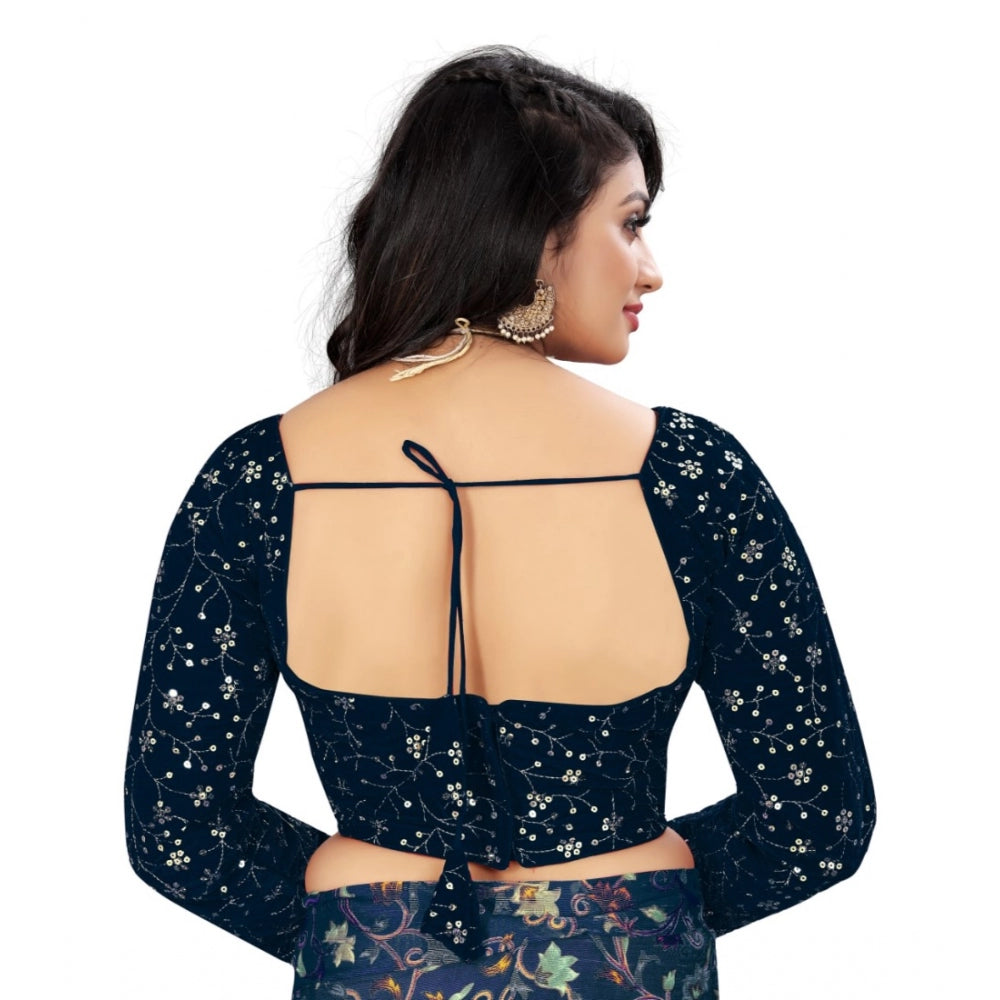  Velvet Embroidery Readymade Blouse