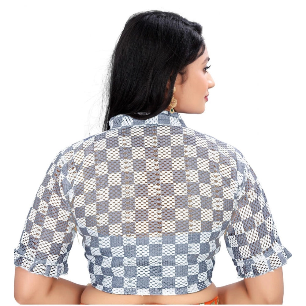  Cotton Blend Checks Readymade Blouse